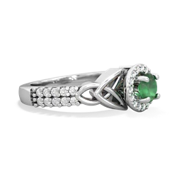 Emerald Celtic Knot Halo 14K White Gold ring R26445RH