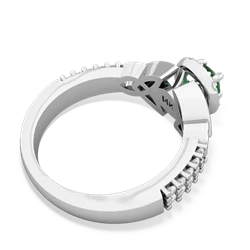 Emerald Celtic Knot Halo 14K White Gold ring R26445RH