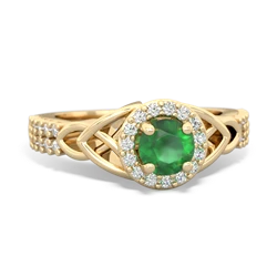 Emerald Celtic Knot Halo 14K Yellow Gold ring R26445RH