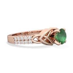 Emerald Celtic Knot 6Mm Round Engagement 14K Rose Gold ring R26446RD