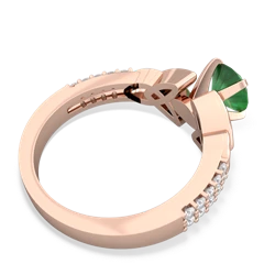 Emerald Celtic Knot 6Mm Round Engagement 14K Rose Gold ring R26446RD