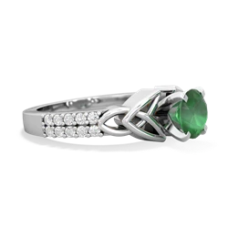 Emerald Celtic Knot 6Mm Round Engagement 14K White Gold ring R26446RD