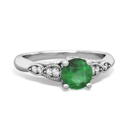 Emerald Antique Elegance 14K White Gold ring R3100