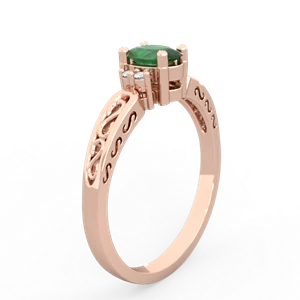 Emerald Filligree Scroll Oval 14K Rose Gold ring R0812