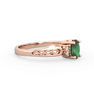 Emerald Filligree Scroll Oval 14K Rose Gold ring R0812
