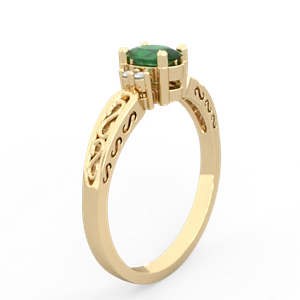 Emerald Filligree Scroll Oval 14K Yellow Gold ring R0812