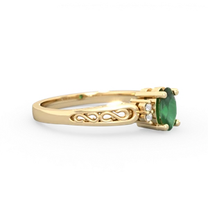 Emerald Filligree Scroll Oval 14K Yellow Gold ring R0812