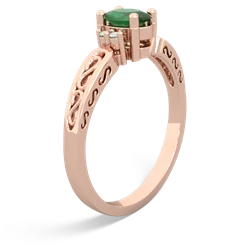 Emerald Filligree Scroll Oval 14K Rose Gold ring R0812