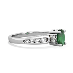 Emerald Filligree Scroll Oval 14K White Gold ring R0812