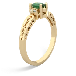 Emerald Filligree Scroll Oval 14K Yellow Gold ring R0812