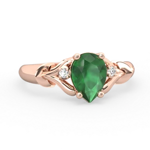 Emerald Precious Pear 14K Rose Gold ring R0826