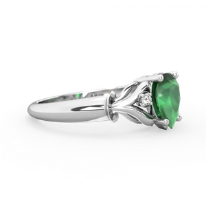 Emerald Precious Pear 14K White Gold ring R0826