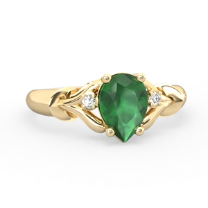 Emerald Precious Pear 14K Yellow Gold ring R0826