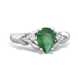 Emerald Precious Pear 14K White Gold ring R0826