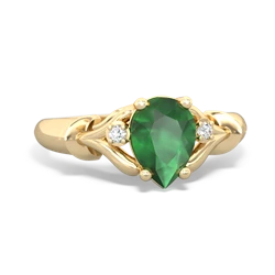 Emerald Precious Pear 14K Yellow Gold ring R0826