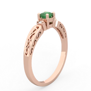 Emerald Filligree Scroll Round 14K Rose Gold ring R0829