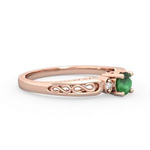 Emerald Filligree Scroll Round 14K Rose Gold ring R0829