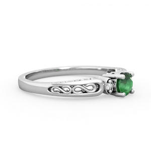 Emerald Filligree Scroll Round 14K White Gold ring R0829