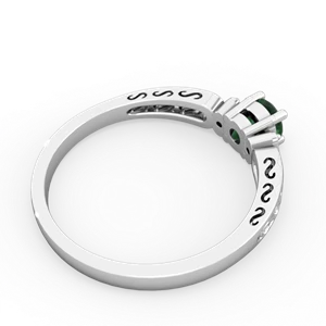 Emerald Filligree Scroll Round 14K White Gold ring R0829