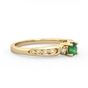 Emerald Filligree Scroll Round 14K Yellow Gold ring R0829