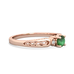 Emerald Filligree Scroll Round 14K Rose Gold ring R0829