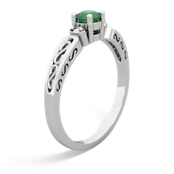 Emerald Filligree Scroll Round 14K White Gold ring R0829