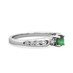 Emerald Filligree Scroll Round 14K White Gold ring R0829