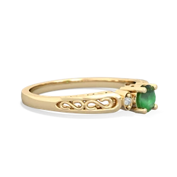 Emerald Filligree Scroll Round 14K Yellow Gold ring R0829