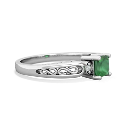 Emerald Filligree Scroll Square 14K White Gold ring R2430