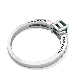 Emerald Filligree Scroll Square 14K White Gold ring R2430