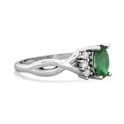 Emerald Victorian Twist 14K White Gold ring R2497