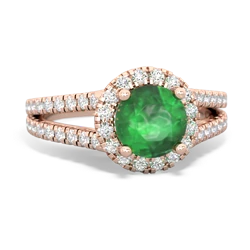 Thumbnail for Emerald Pavã© Halo 14K Rose Gold ring R5490 - top view