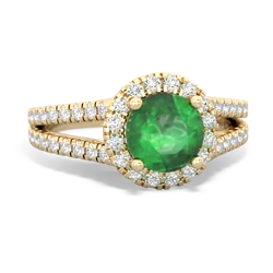 Thumbnail for Emerald Pavã© Halo 14K Yellow Gold ring R5490 - top view