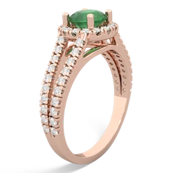 Emerald Pave Halo 14K Rose Gold ring R5490