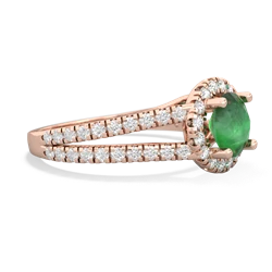 Emerald Pave Halo 14K Rose Gold ring R5490