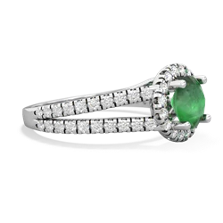 Emerald Pave Halo 14K White Gold ring R5490