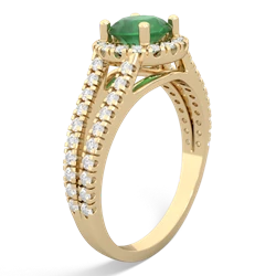 Emerald Pave Halo 14K Yellow Gold ring R5490