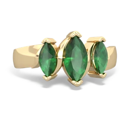 Emerald Three Peeks 14K Yellow Gold ring R2433