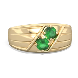 Emerald Men's Streamline 14K Yellow Gold ring R0460