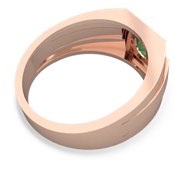 Emerald Men's Squared Circle 14K Rose Gold ring R0480