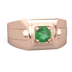 Emerald Men's Squared Circle 14K Rose Gold ring R0480