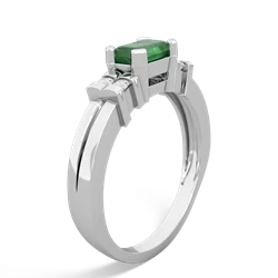 Emerald Art Deco East-West 14K White Gold ring R2590