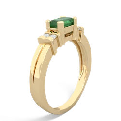 Emerald Art Deco East-West 14K Yellow Gold ring R2590