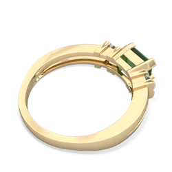 Emerald Art Deco East-West 14K Yellow Gold ring R2590