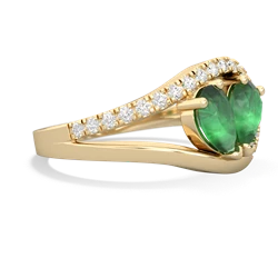 Emerald Nestled Heart Keepsake 14K Yellow Gold ring R5650