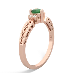 Emerald Filligree Scroll Heart 14K Rose Gold ring R2429