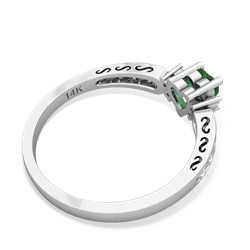 Emerald Filligree Scroll Heart 14K White Gold ring R2429