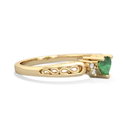 Emerald Filligree Scroll Heart 14K Yellow Gold ring R2429