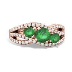 Emerald Three Stone Aurora 14K Rose Gold ring R3080