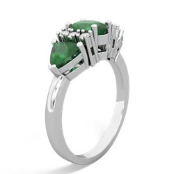 Emerald Antique Style Three Stone 14K White Gold ring R2186